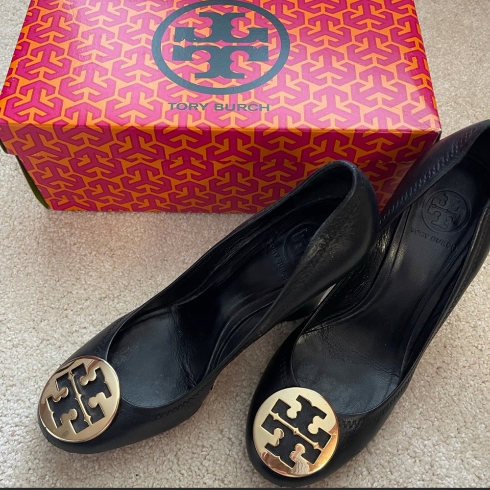 Tory Burch Black Sally Wedges